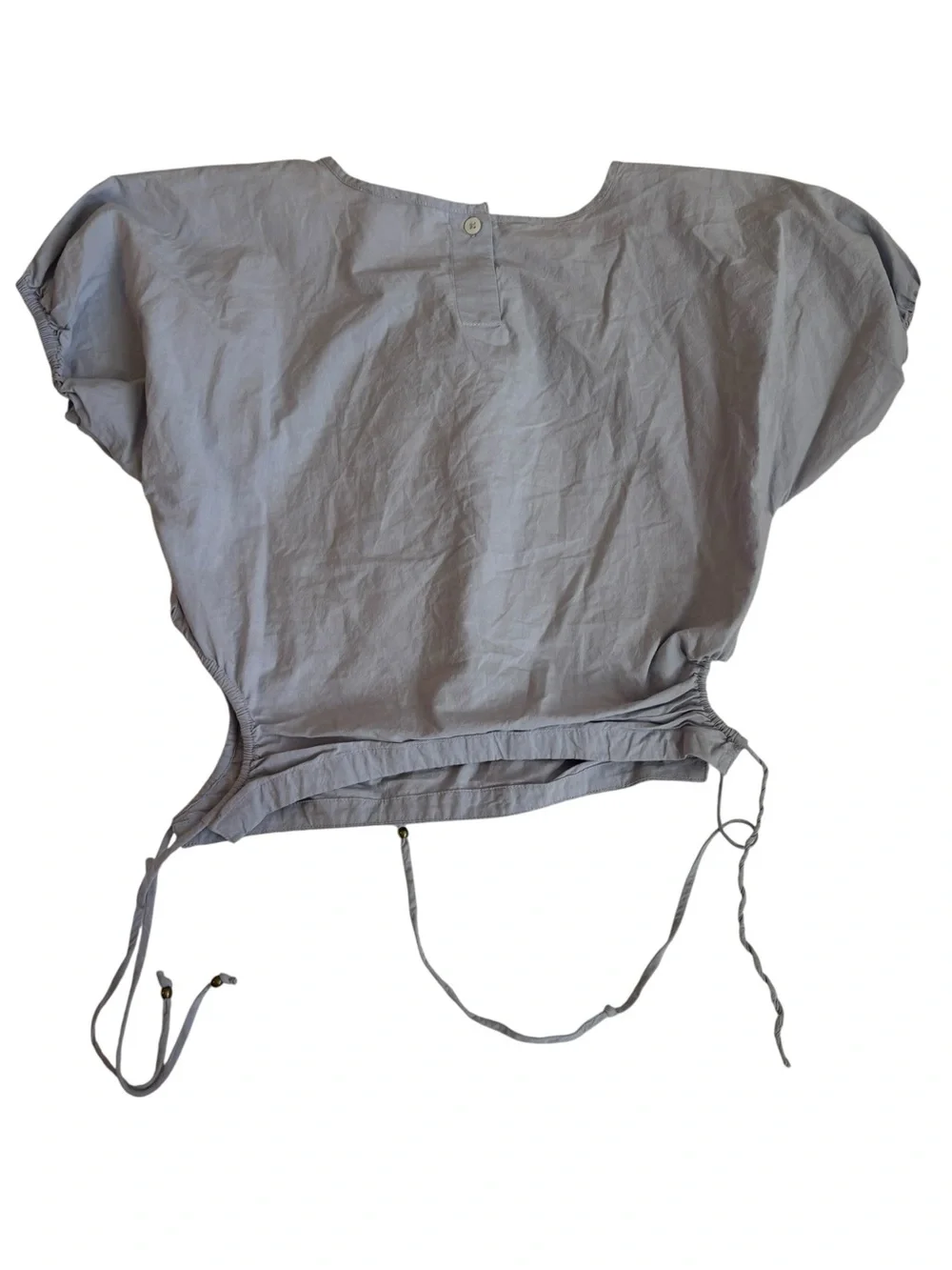 Madewell Light Lavender Short-Sleeve Poplin Top with Side Tie Cutout